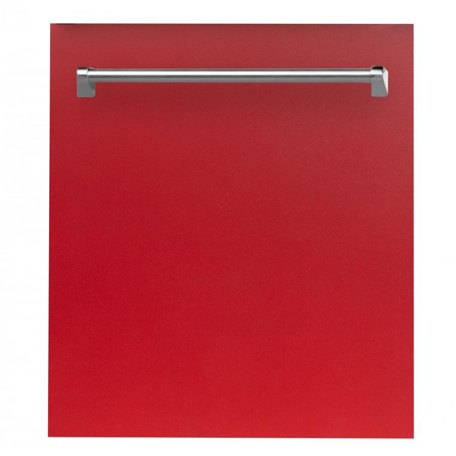 ZLINE 24" Dishwasher in Red Matte with Stainless Steel Tub and Traditional Style Handle (DW-RM-24)