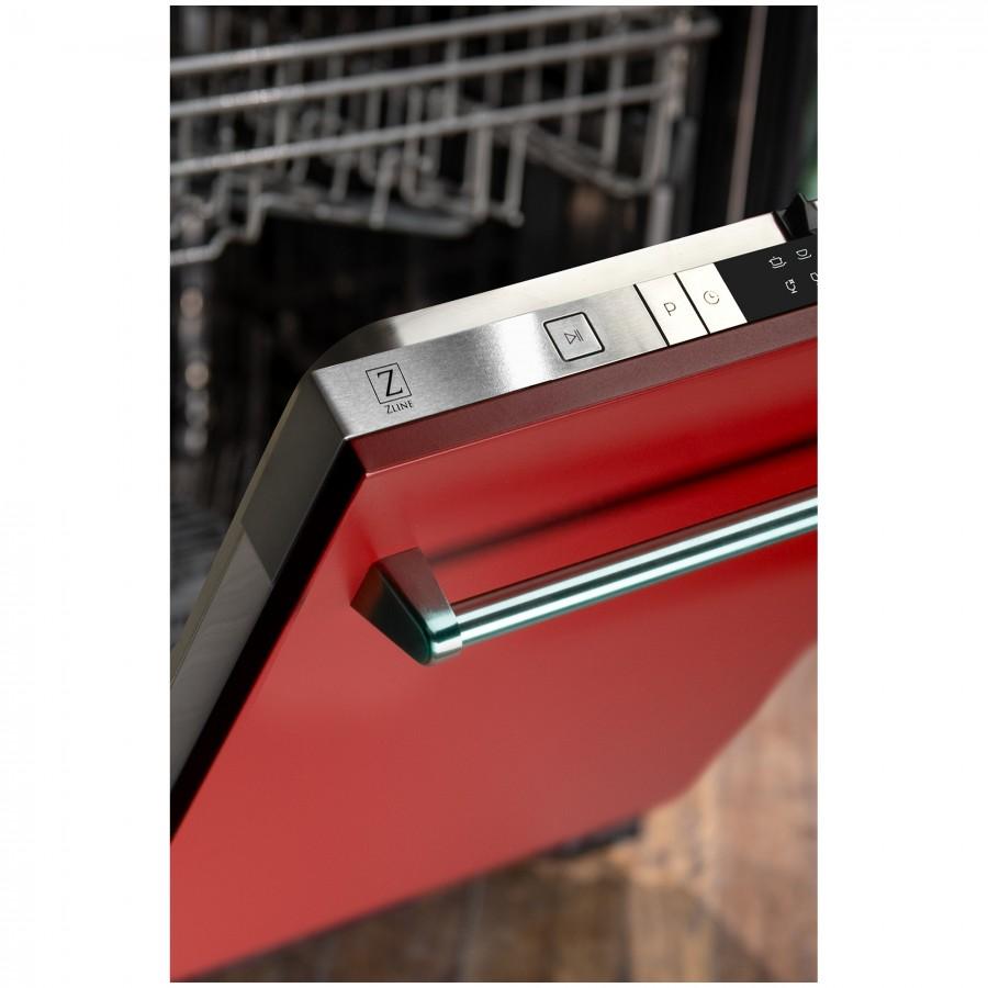 ZLINE 24" Dishwasher in Red Matte with Stainless Steel Tub and Traditional Style Handle (DW-RM-24)