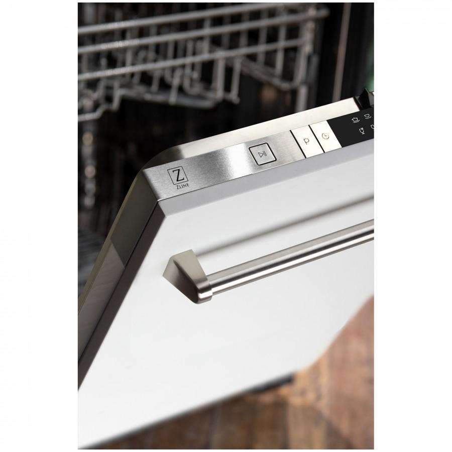 ZLINE 24" Dishwasher in White Matte with Stainless Steel Tub and Traditional Style Handle (DW-WM-24)