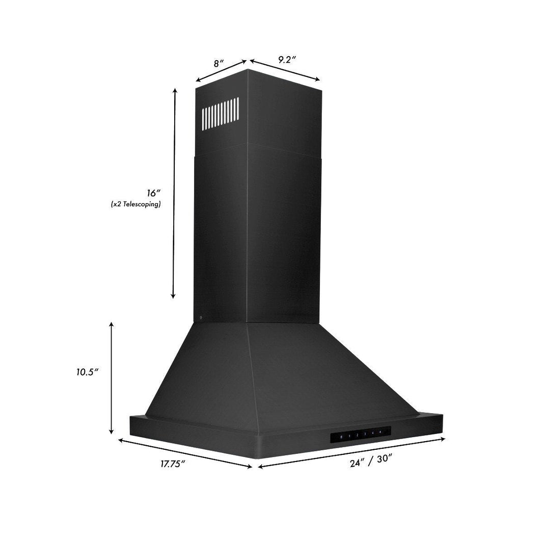 ZLINE 24-Inch Convertible Vent Wall Mount Range Hood in Black Stainless Steel (BSKBN-24)