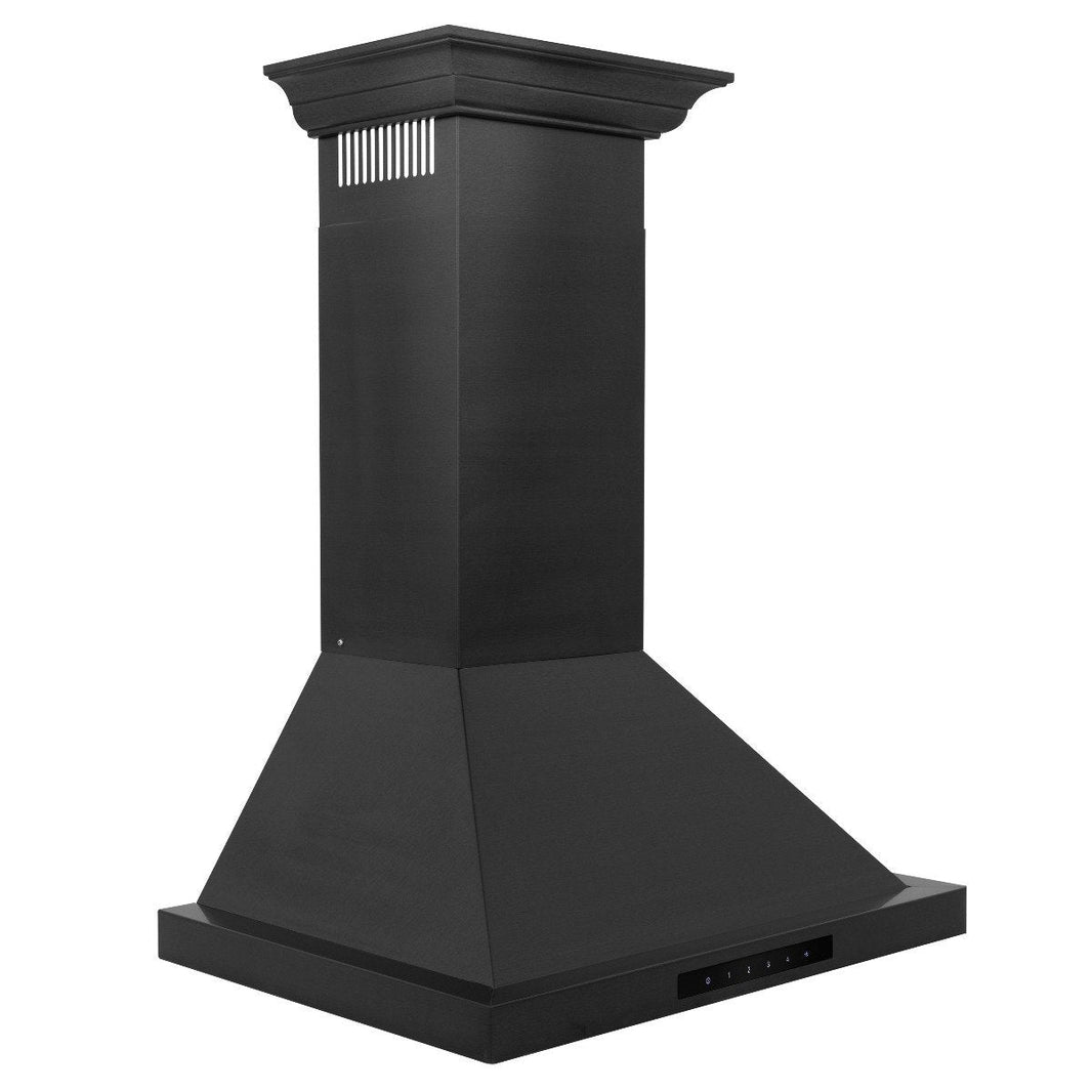 ZLINE 24-Inch Convertible Vent Wall Mount Range Hood in Black Stainless Steel with Crown Molding (BSKBNCRN-24)