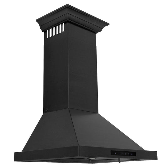 ZLINE 24-Inch Convertible Vent Wall Mount Range Hood in Black Stainless Steel with Crown Molding (BSKBNCRN-24)