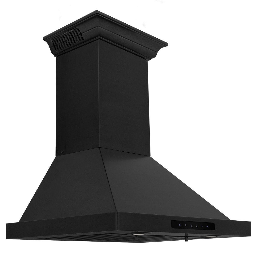 ZLINE 24-Inch Wall Mount Range Hood in Black Stainless Steel with Built-in CrownSound Bluetooth Speakers (BSKBNCRN-BT-24)