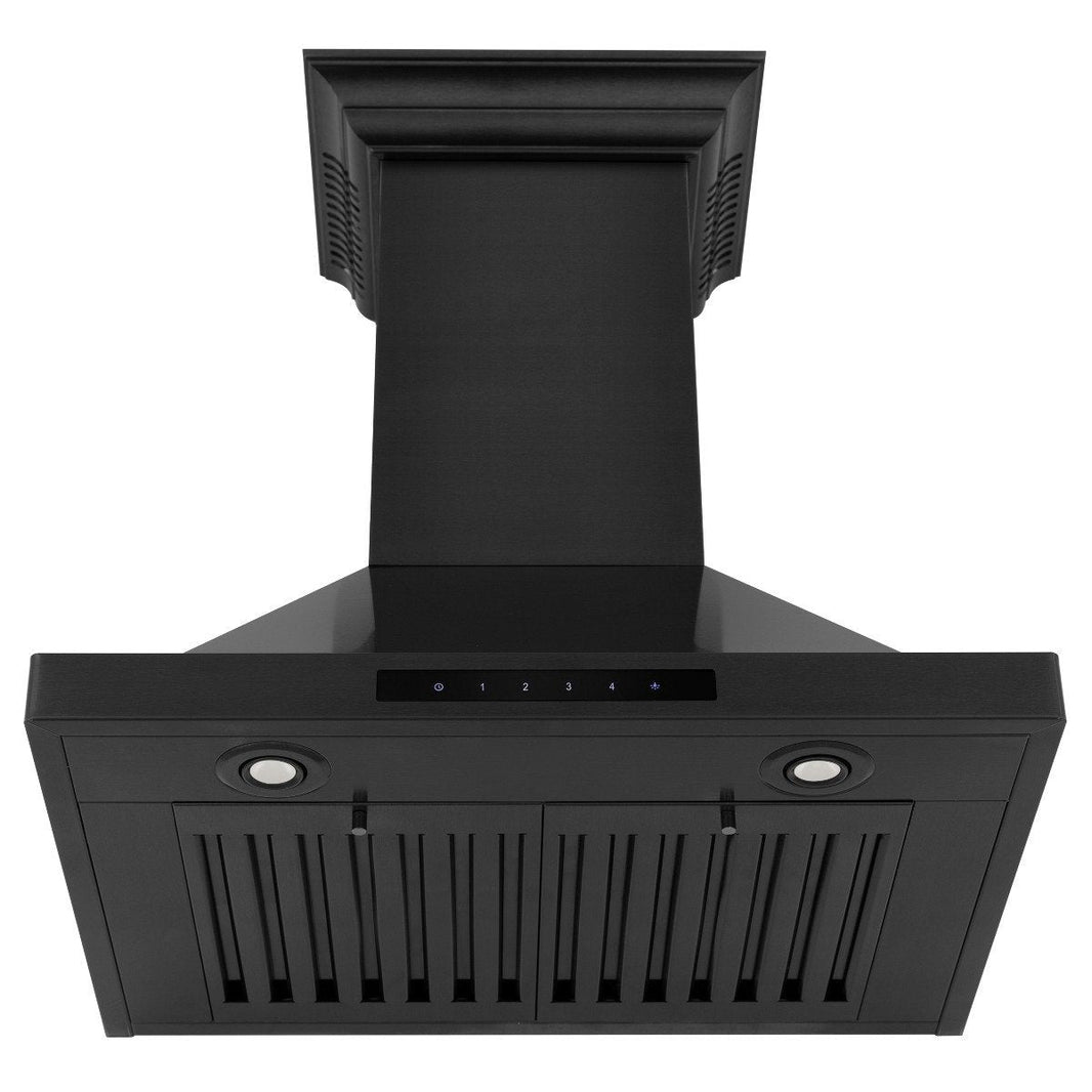 ZLINE 24-Inch Wall Mount Range Hood in Black Stainless Steel with Built-in CrownSound Bluetooth Speakers (BSKBNCRN-BT-24)