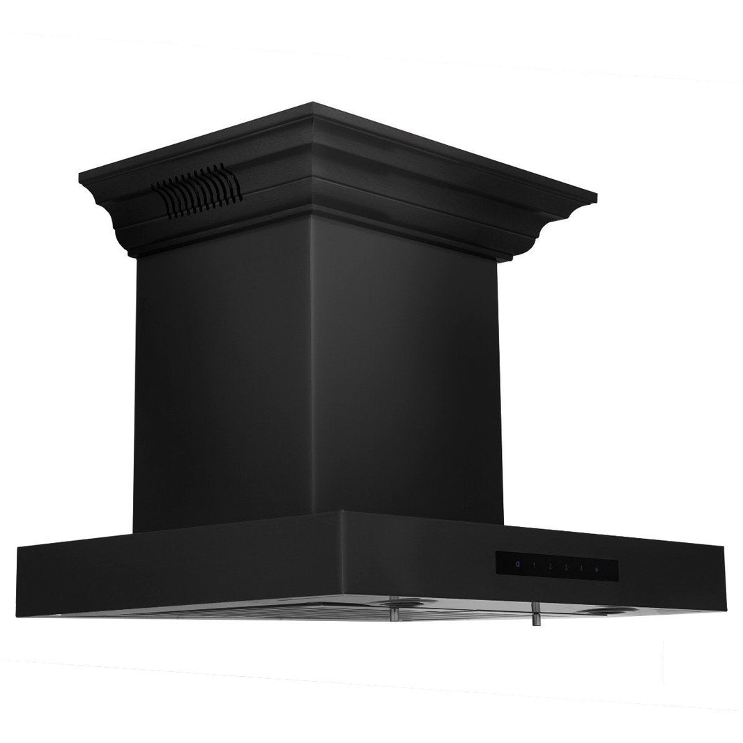 ZLINE 24-Inch Wall Mount Range Hood in Black Stainless Steel with Built-in CrownSound® Bluetooth Speakers (BSKENCRN-BT-24)