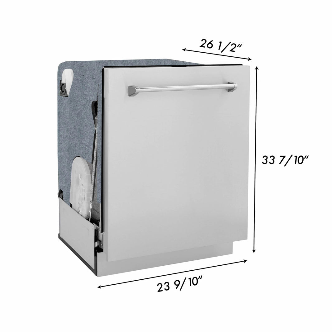 ZLINE 24" Monument Series 3rd Rack Top Touch Control Dishwasher in DuraSnow Stainless Steel with Stainless Steel Tub, 45dBa (DWMT-SN-24)