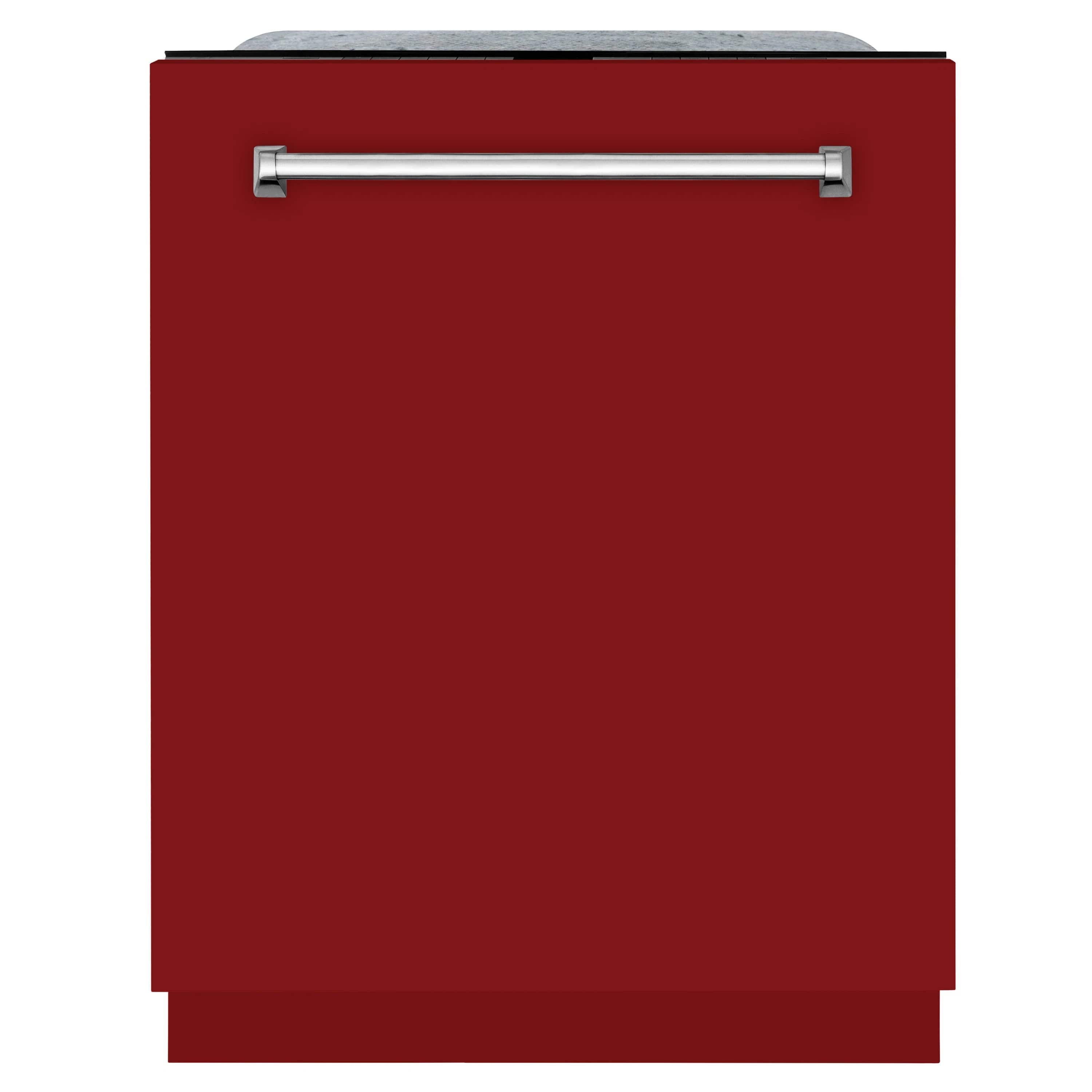 ZLINE 24" Monument Series 3rd Rack Top Touch Control Dishwasher in Red Gloss with Stainless Steel Tub, 45dBa (DWMT-RG-24)