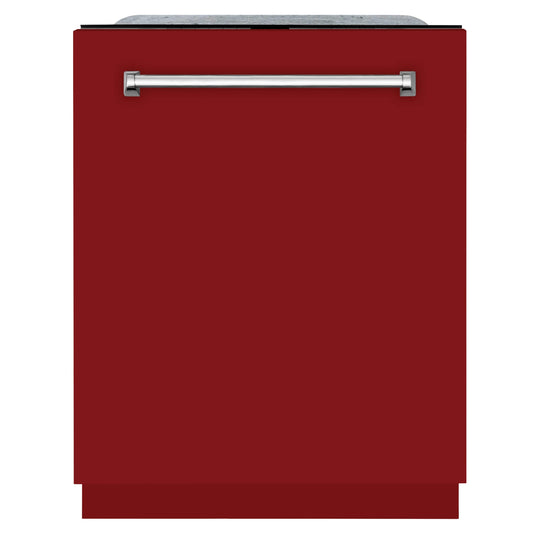 ZLINE 24" Monument Series 3rd Rack Top Touch Control Dishwasher in Red Gloss with Stainless Steel Tub, 45dBa (DWMT-RG-24)