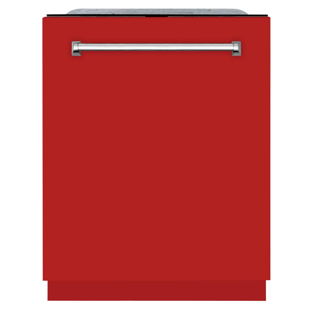 ZLINE 24" Monument Series 3rd Rack Top Touch Control Dishwasher in Red Matte with Stainless Steel Tub, 45dBa (DWMT-RM-24)