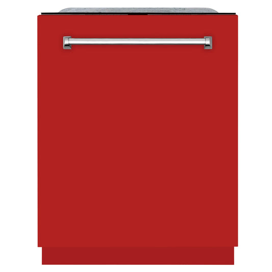 ZLINE 24" Monument Series 3rd Rack Top Touch Control Dishwasher in Red Matte with Stainless Steel Tub, 45dBa (DWMT-RM-24)