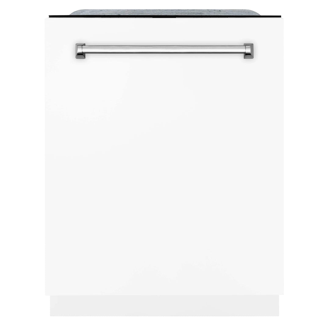 ZLINE 24" Monument Series 3rd Rack Top Touch Control Dishwasher in White Matte with Stainless Steel Tub, 45dBa (DWMT-WM-24)