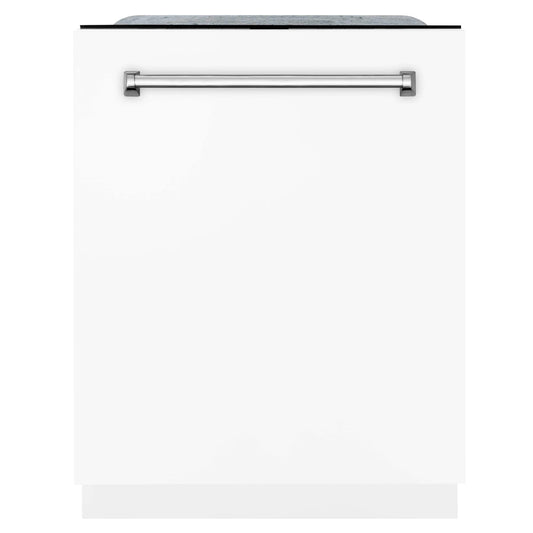 ZLINE 24" Monument Series 3rd Rack Top Touch Control Dishwasher in White Matte with Stainless Steel Tub, 45dBa (DWMT-WM-24)