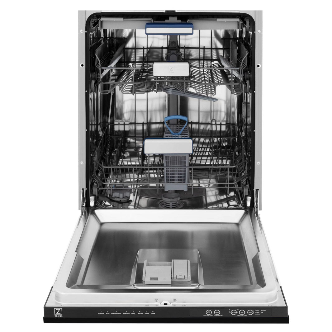 ZLINE 24" Tallac Series 3rd Rack Dishwasher in Black Matte with Stainless Steel Tub, 51dBa (DWV-BLM-24)