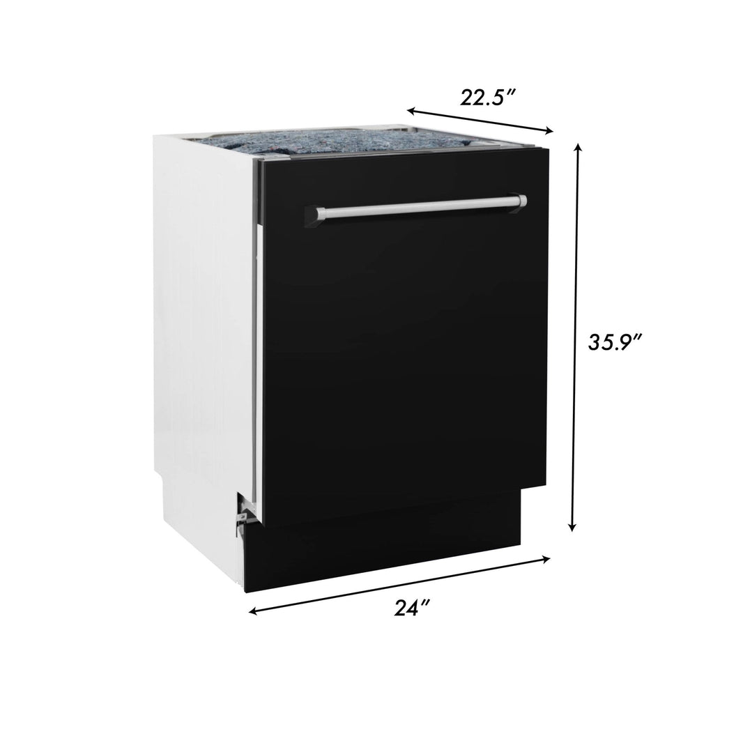 ZLINE 24" Tallac Series 3rd Rack Dishwasher in Black Matte with Stainless Steel Tub, 51dBa (DWV-BLM-24)