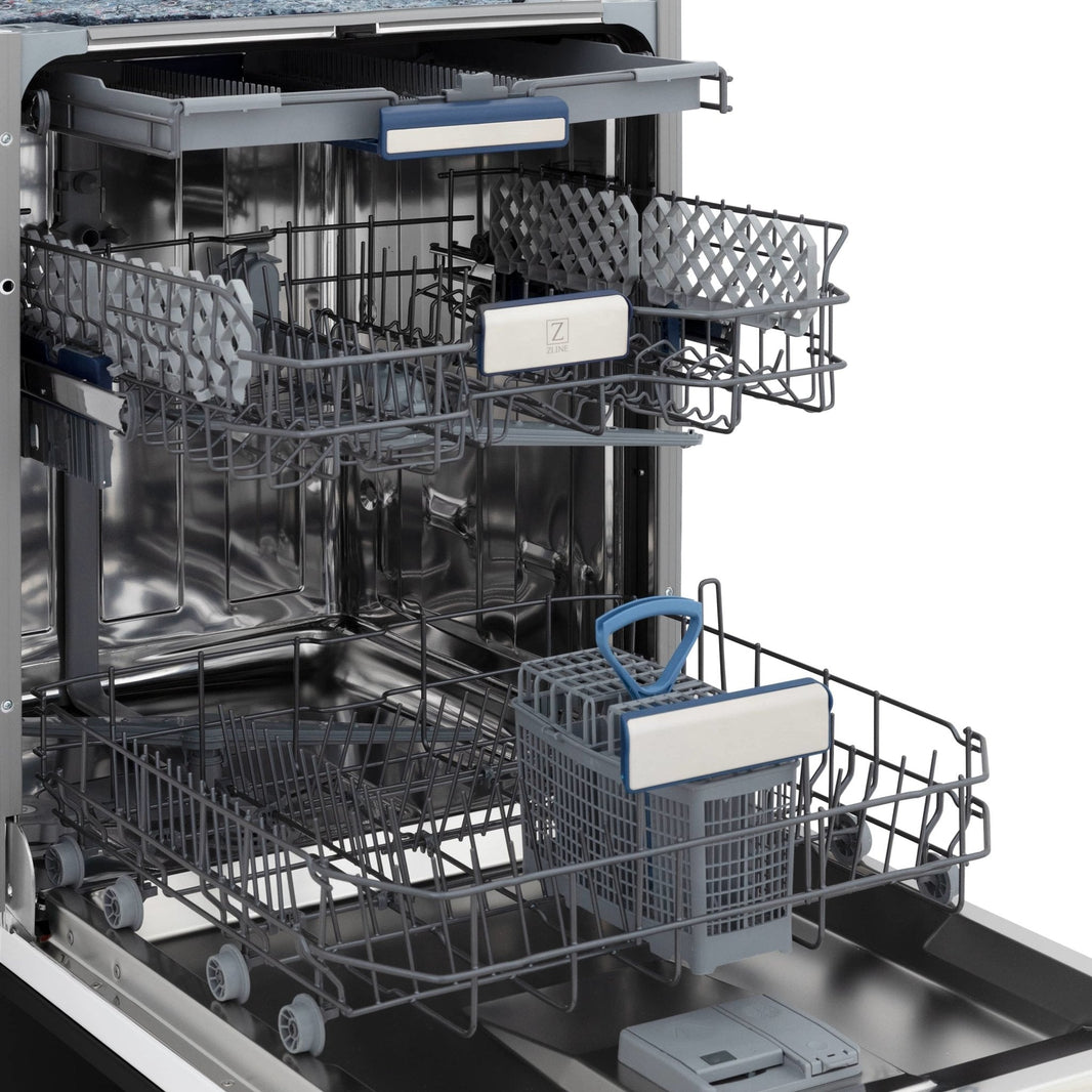 ZLINE 24" Tallac Series 3rd Rack Dishwasher in Black Matte with Stainless Steel Tub, 51dBa (DWV-BLM-24)