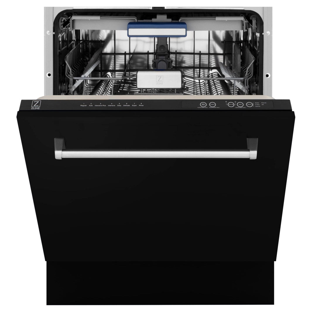 ZLINE 24" Tallac Series 3rd Rack Dishwasher in Black Matte with Stainless Steel Tub, 51dBa (DWV-BLM-24)