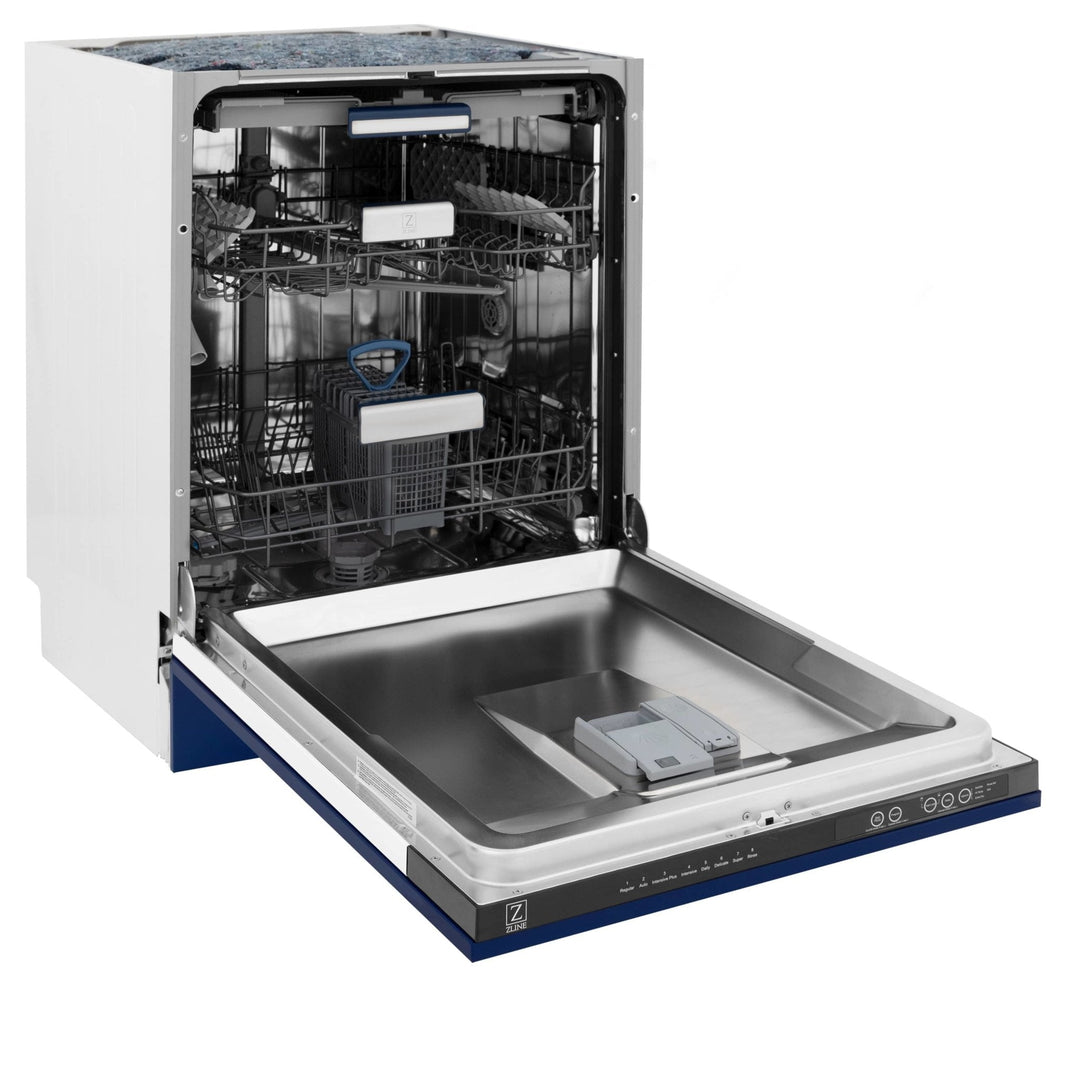 ZLINE 24" Tallac Series 3rd Rack Dishwasher in Blue Gloss with Stainless Steel Tub, 51dBa (DWV-BG-24)