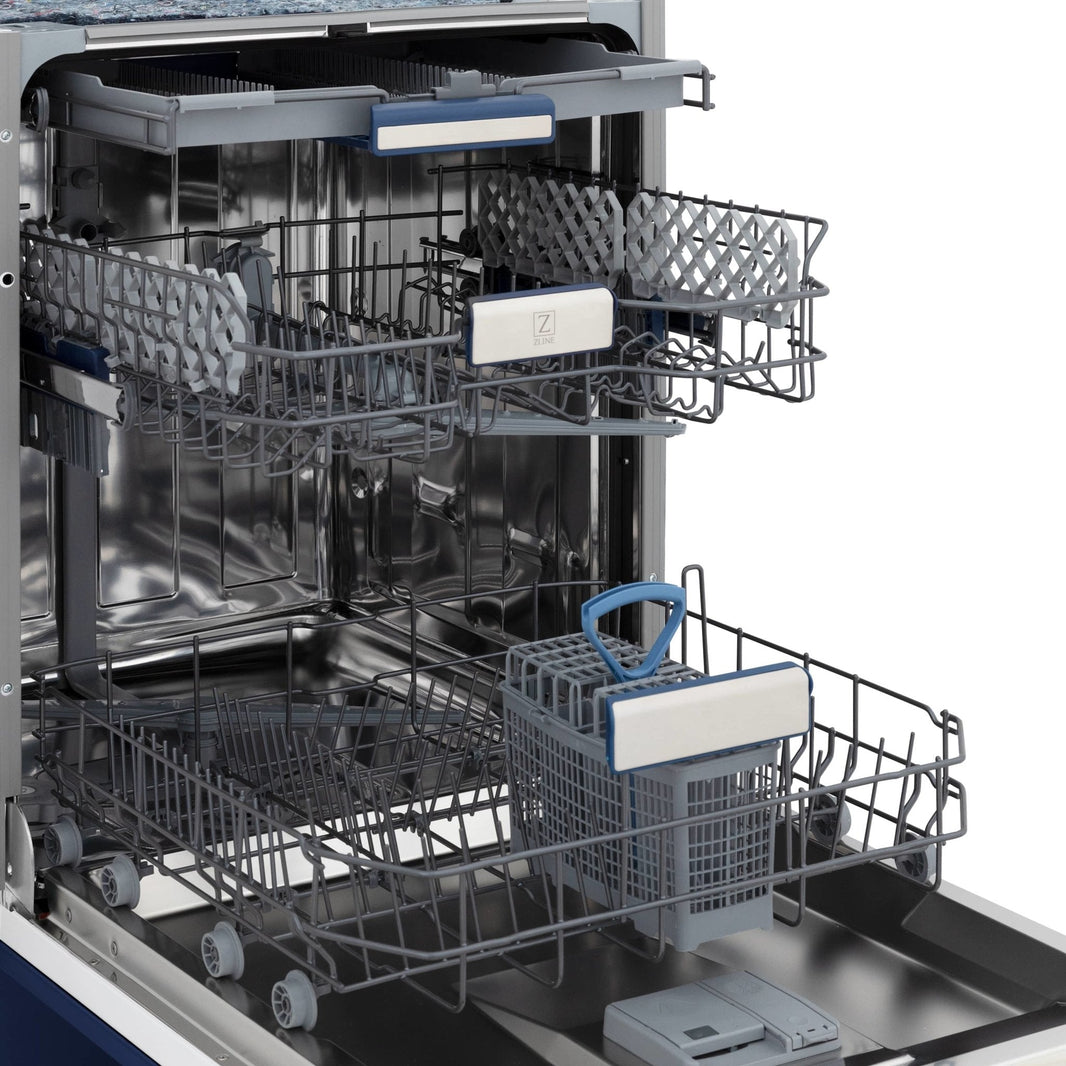 ZLINE 24" Tallac Series 3rd Rack Dishwasher in Blue Gloss with Stainless Steel Tub, 51dBa (DWV-BG-24)