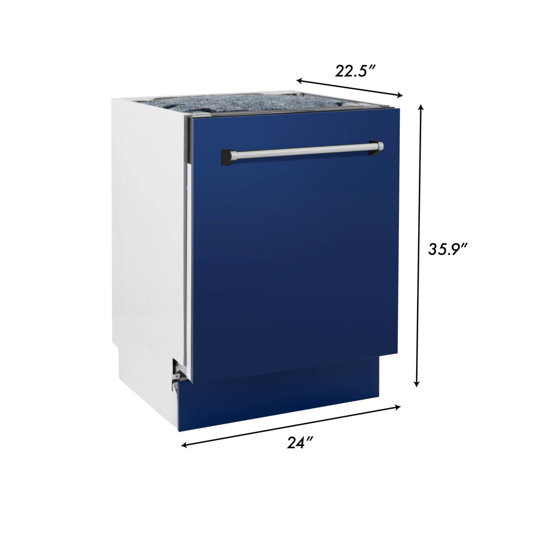 ZLINE 24" Tallac Series 3rd Rack Dishwasher in Blue Gloss with Stainless Steel Tub, 51dBa (DWV-BG-24)