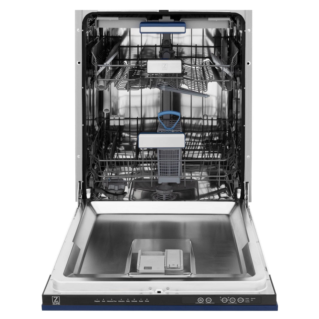 ZLINE 24" Tallac Series 3rd Rack Dishwasher in Blue Gloss with Stainless Steel Tub, 51dBa (DWV-BG-24)