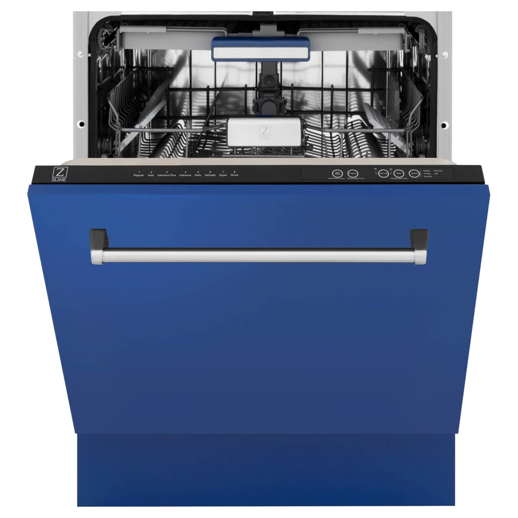 ZLINE 24" Tallac Series 3rd Rack Dishwasher in Blue Matte with Stainless Steel Tub, 51dBa (DWV-BM-24)