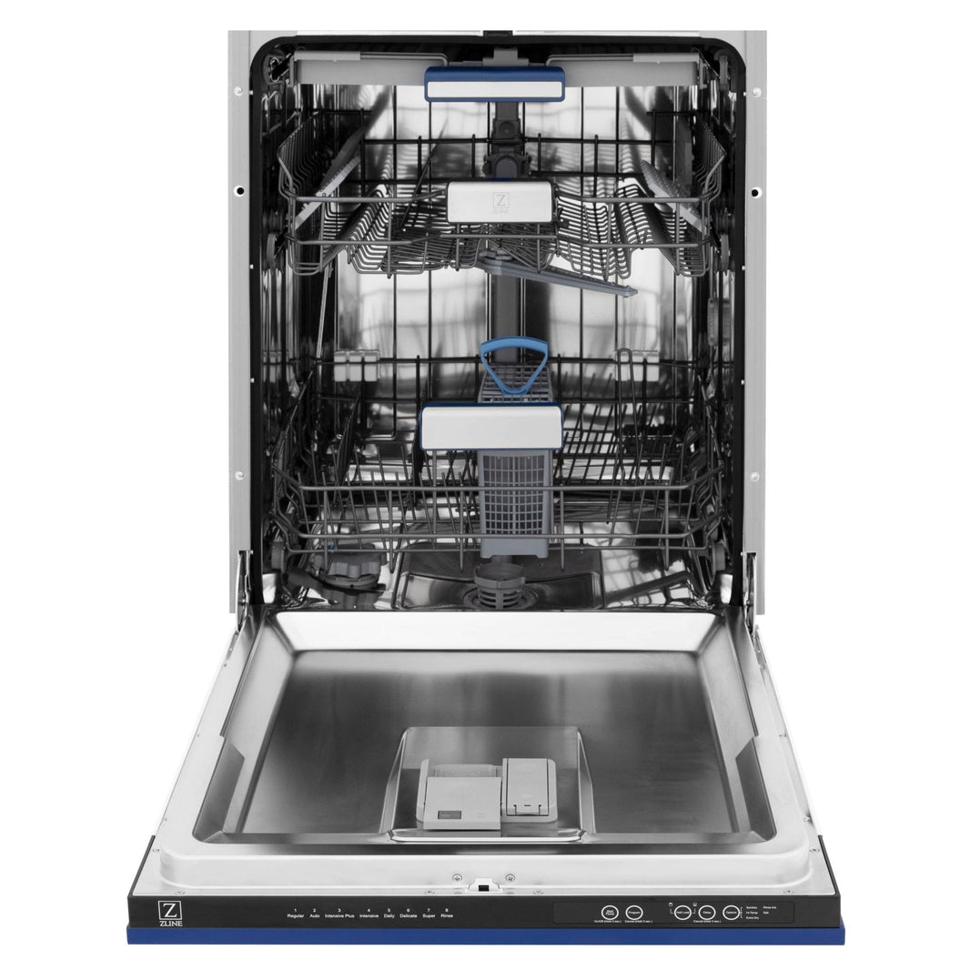 ZLINE 24" Tallac Series 3rd Rack Dishwasher in Blue Matte with Stainless Steel Tub, 51dBa (DWV-BM-24)