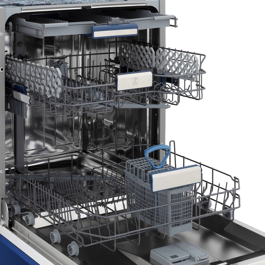 ZLINE 24" Tallac Series 3rd Rack Dishwasher in Blue Matte with Stainless Steel Tub, 51dBa (DWV-BM-24)