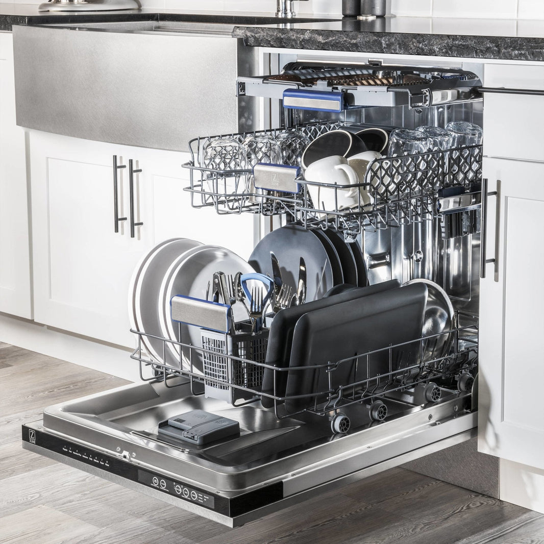 ZLINE 24" Tallac Series 3rd Rack Dishwasher in DuraSnow with Stainless Steel Tub, 51dBa (DWV-SN-24)