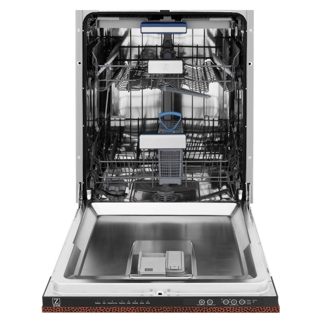 ZLINE 24" Tallac Series 3rd Rack Dishwasher in Hand Hammered Copper with Stainless Steel Tub, 51dBa (DWV-HH-24)