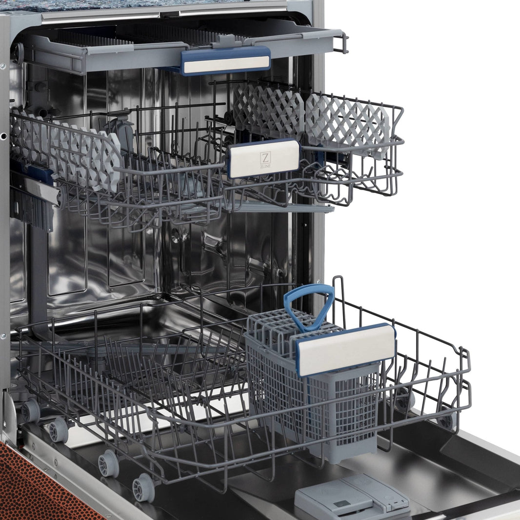 ZLINE 24" Tallac Series 3rd Rack Dishwasher in Hand Hammered Copper with Stainless Steel Tub, 51dBa (DWV-HH-24)