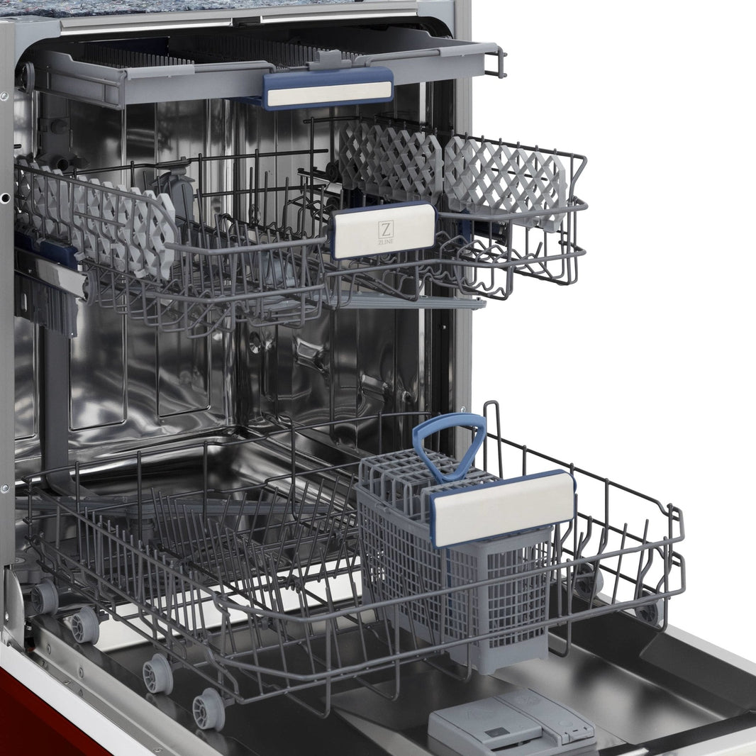 ZLINE 24" Tallac Series 3rd Rack Dishwasher in Red Gloss with Stainless Steel Tub, 51dBa (DWV-RG-24)