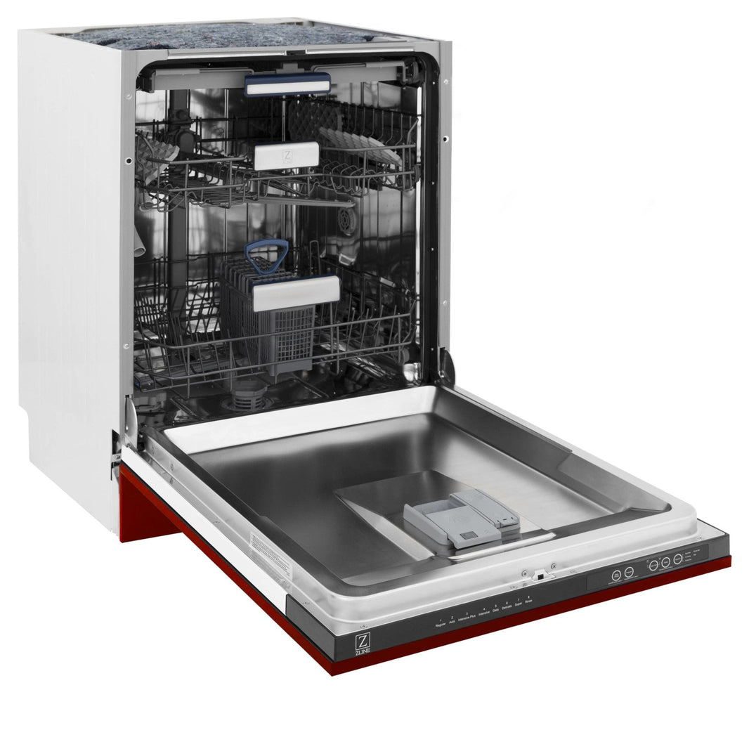 ZLINE 24" Tallac Series 3rd Rack Dishwasher in Red Gloss with Stainless Steel Tub, 51dBa (DWV-RG-24)