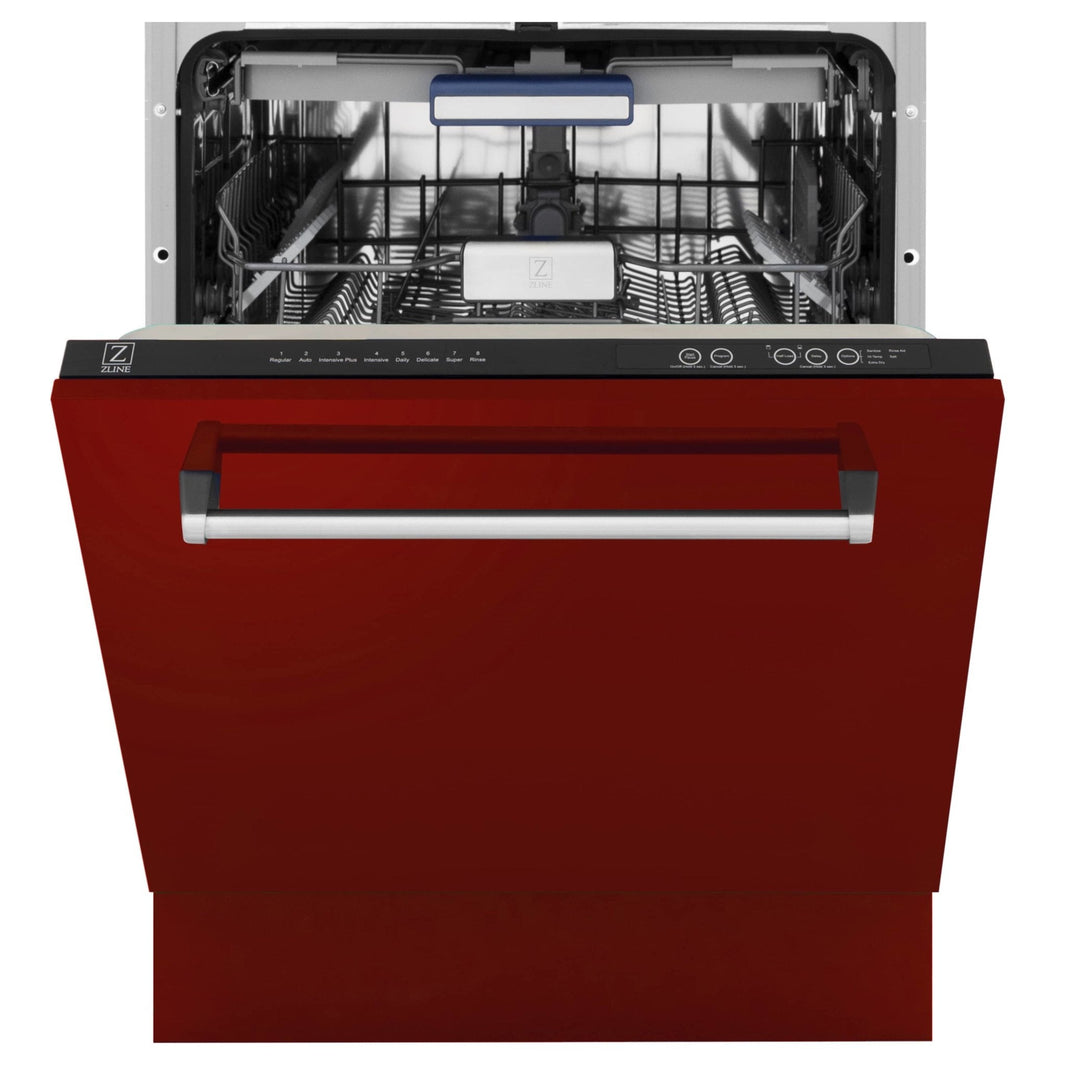 ZLINE 24" Tallac Series 3rd Rack Dishwasher in Red Gloss with Stainless Steel Tub, 51dBa (DWV-RG-24)