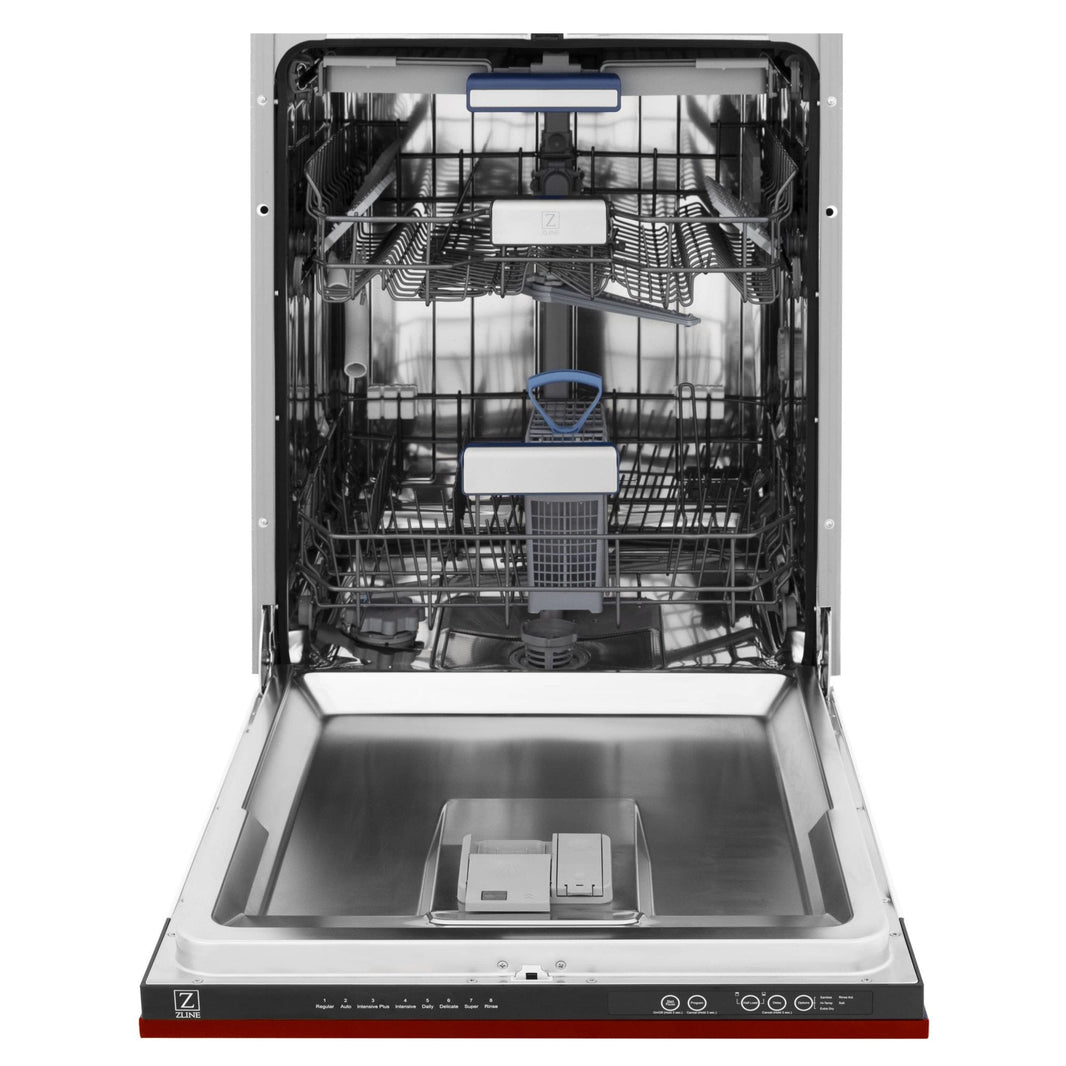 ZLINE 24" Tallac Series 3rd Rack Dishwasher in Red Gloss with Stainless Steel Tub, 51dBa (DWV-RG-24)