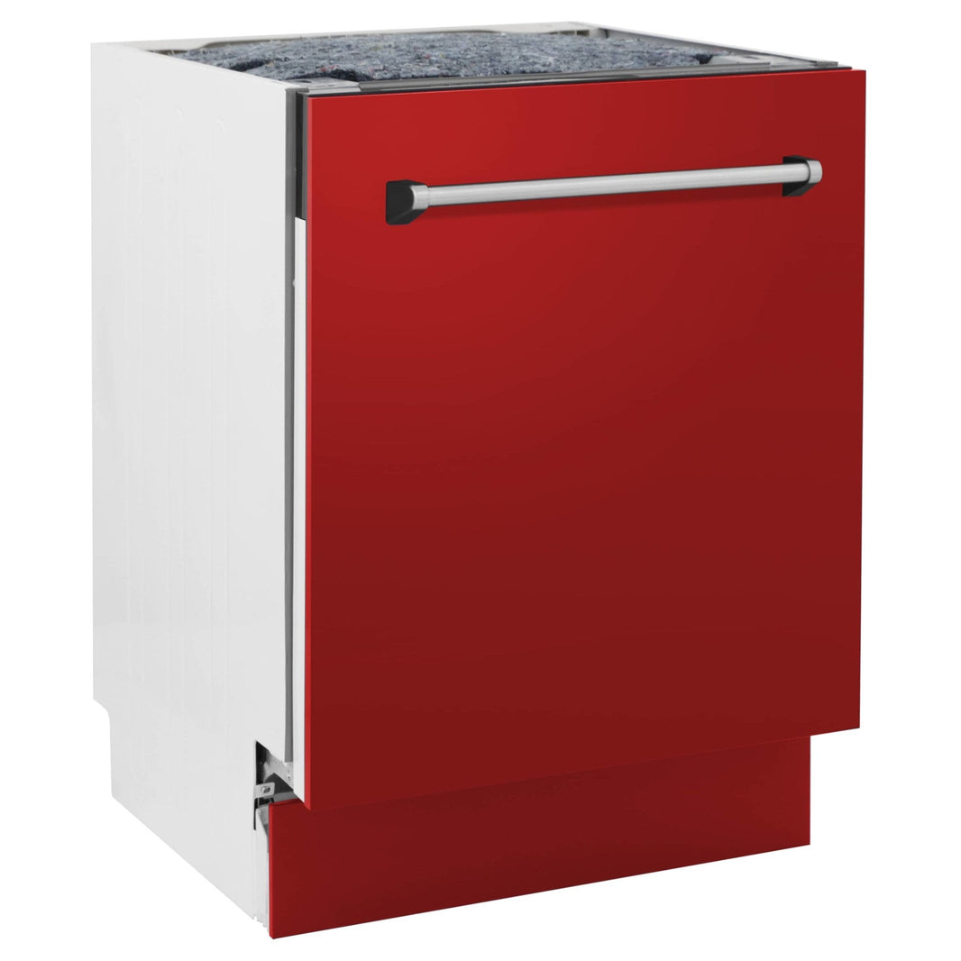 ZLINE 24" Tallac Series 3rd Rack Dishwasher in Red Matte with Stainless Steel Tub, 51dBa (DWV-RM-24)