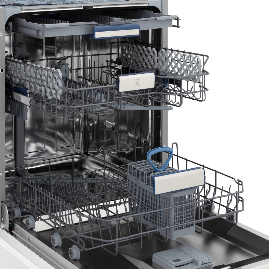 ZLINE 24" Tallac Series 3rd Rack Dishwasher in White Matte with Stainless Steel Tub, 51dBa (DWV-WM-24)