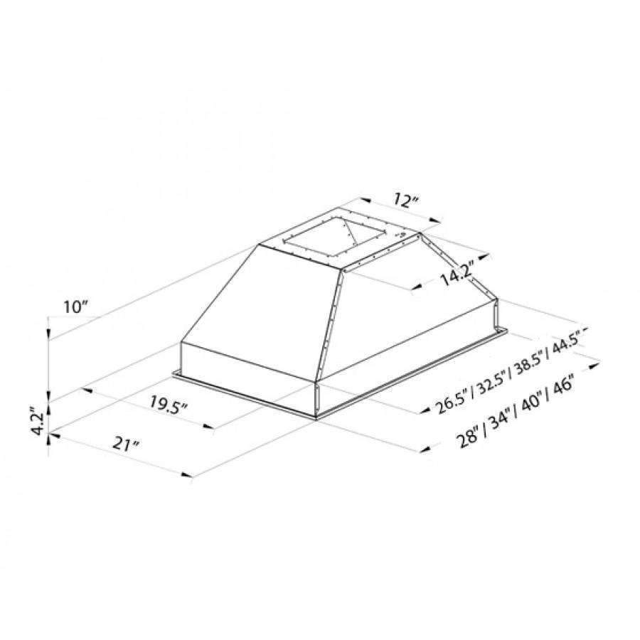 ZLINE 28-Inch Island Range Hood Insert in Stainless Steel - 21-Inch Depth (721i-28)