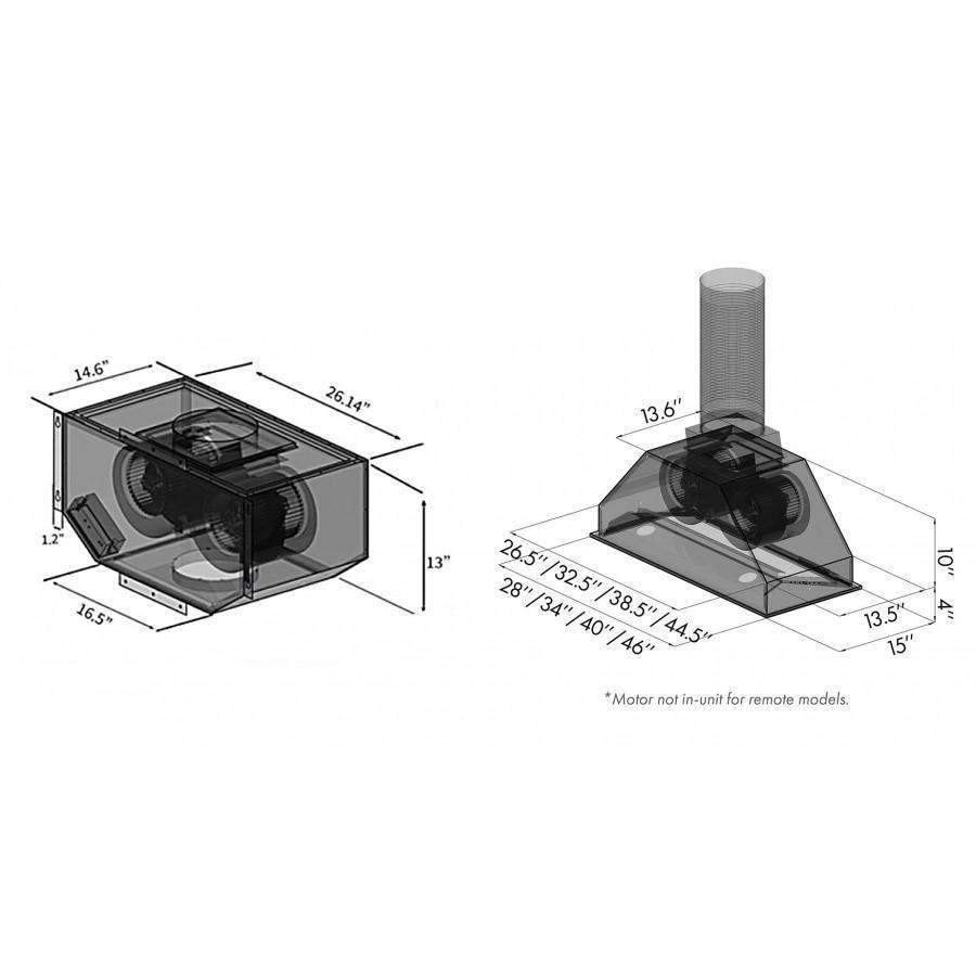 ZLINE 28-Inch Remote Dual Blower Range Hood Insert in Stainless Steel with 700 CFM Motor - 15-Inch Depth (695-RD-28)