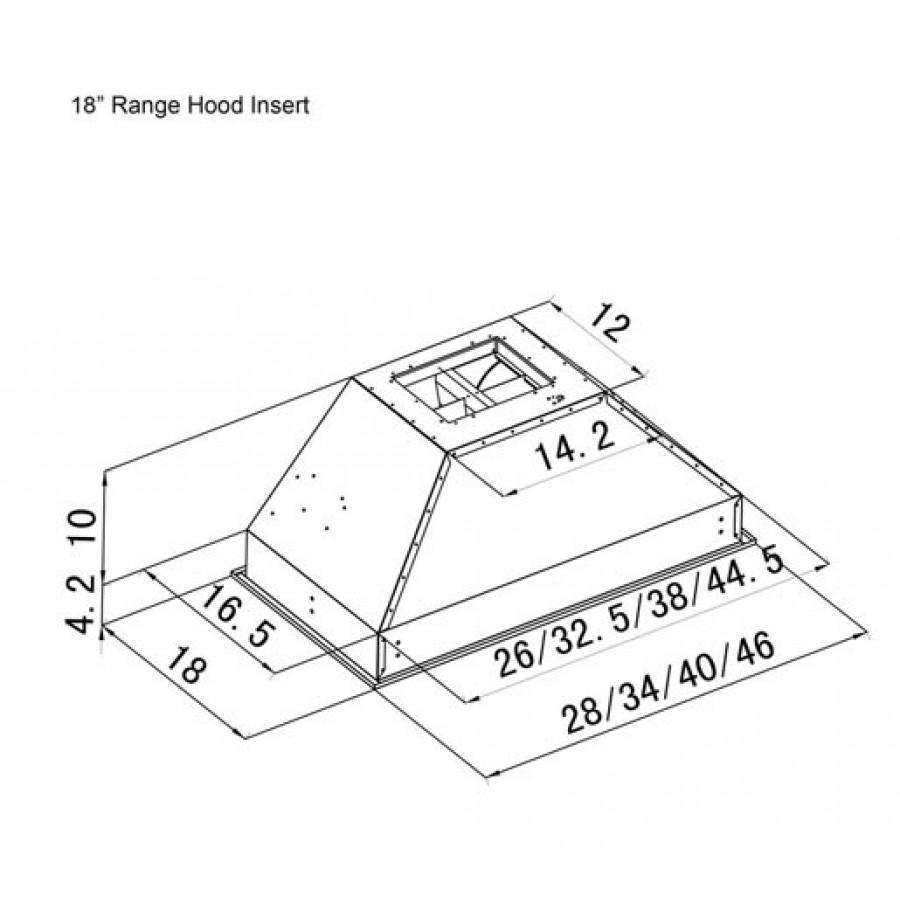 ZLINE 28-Inch Range Hood Insert in Stainless Steel - 18-Inch Depth (698-28)