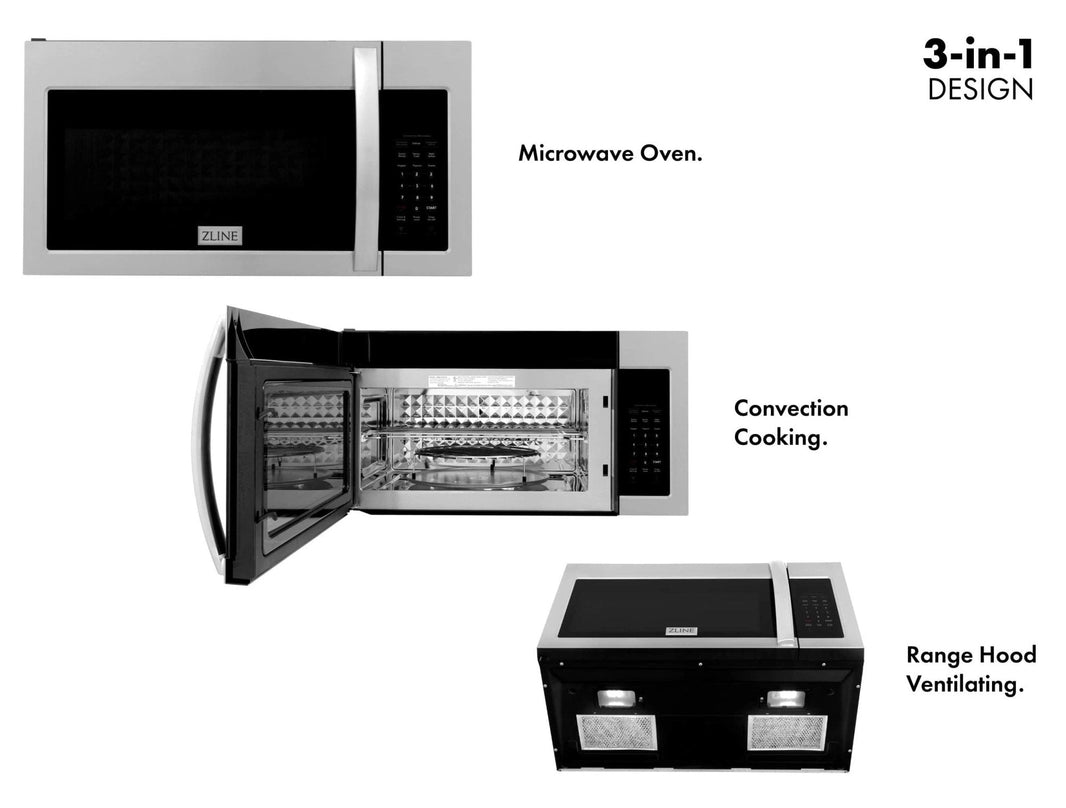 ZLINE 3-Piece Appliance Package - 30" Dual Fuel Range, 36" Refrigerator, & Over-the-Range Microwave/Vent Hood Combo (3KPR-RAOTRH30)