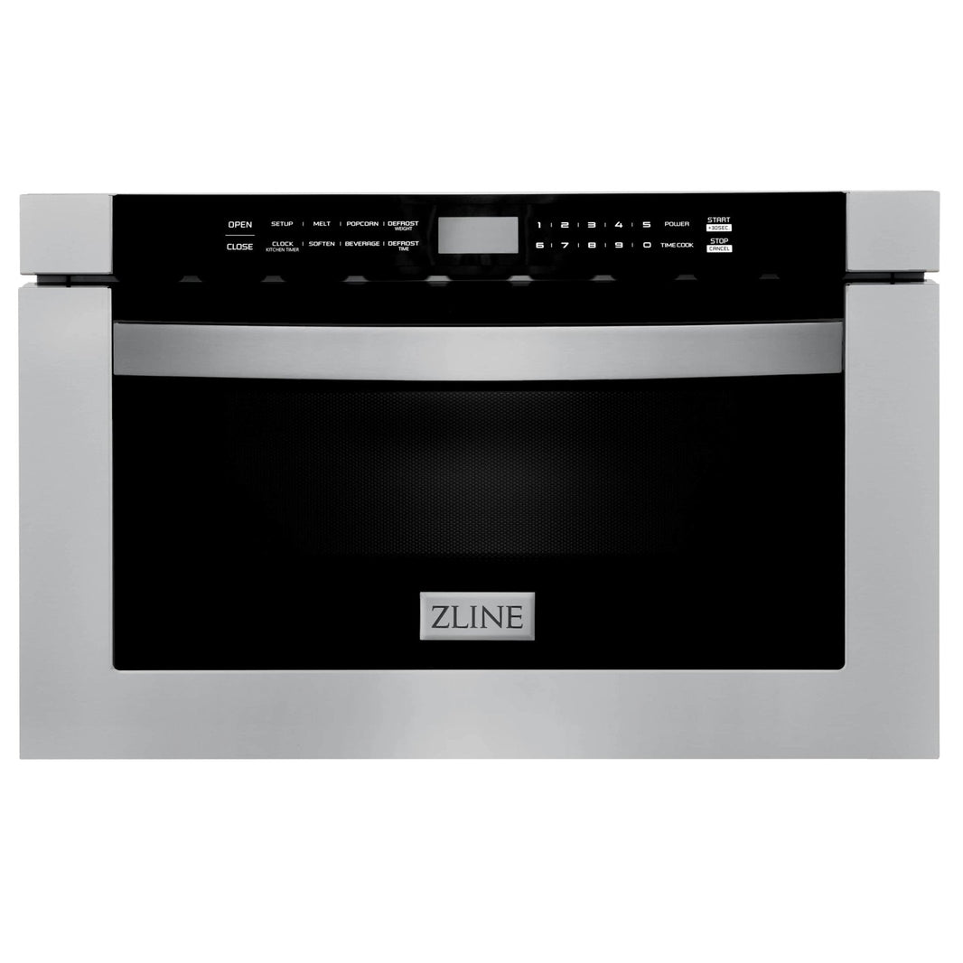 ZLINE 3-Piece Appliance Package - 30-inch Dual Fuel Range, Premium Hood & Microwave Drawer in Stainless Steel (3KP-RARH30-MW)