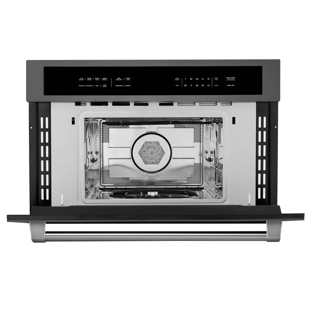 ZLINE 30" 1.6 cu ft. Built-in Convection Microwave Oven in Black Stainless Steel with Speed and Sensor Cooking (MWO-30-BS)