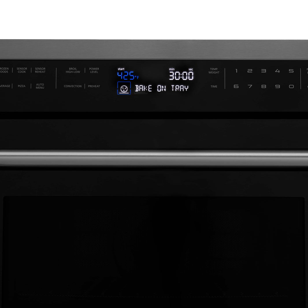 ZLINE 30" 1.6 cu ft. Built-in Convection Microwave Oven in Black Stainless Steel with Speed and Sensor Cooking (MWO-30-BS)