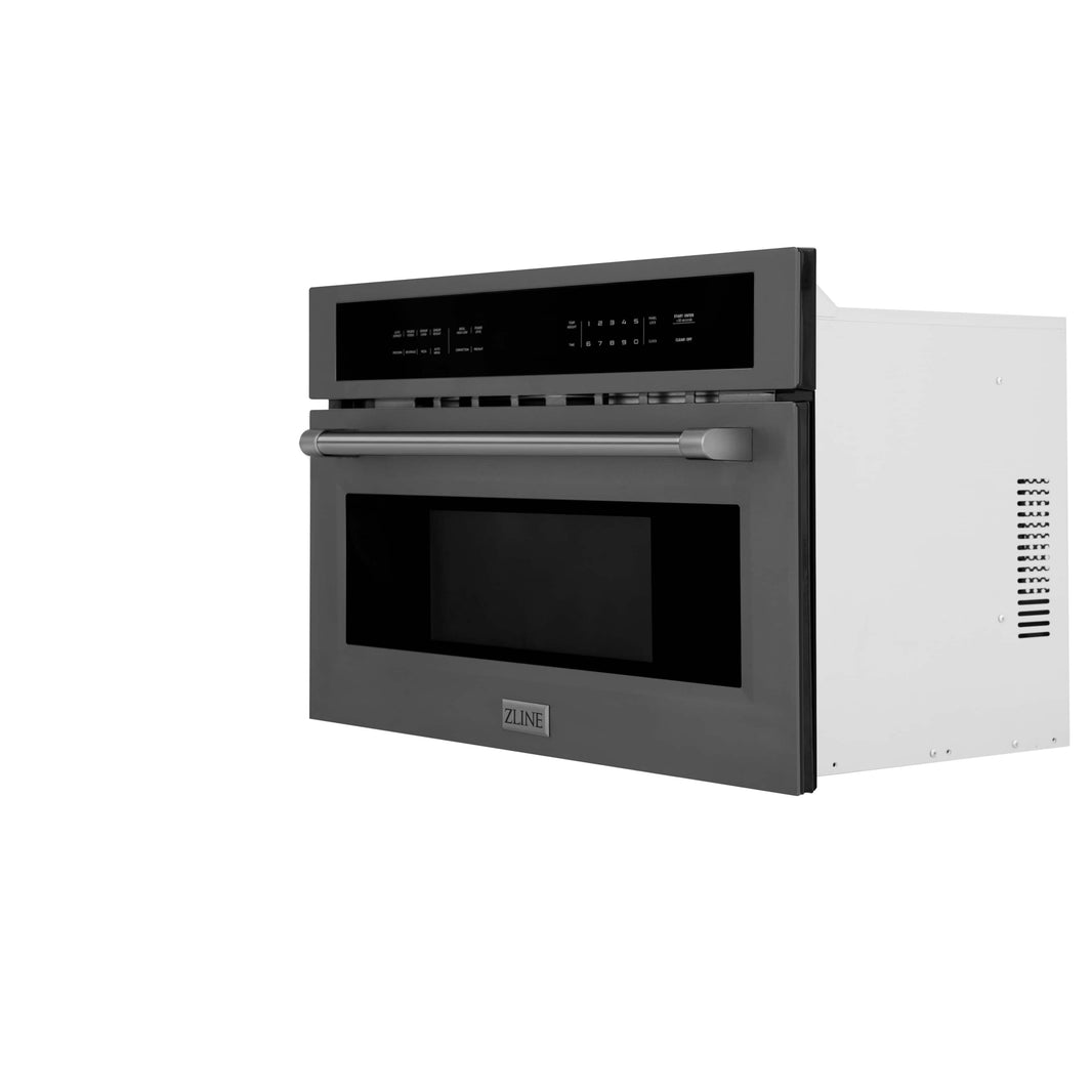 ZLINE 30" 1.6 cu ft. Built-in Convection Microwave Oven in Black Stainless Steel with Speed and Sensor Cooking (MWO-30-BS)