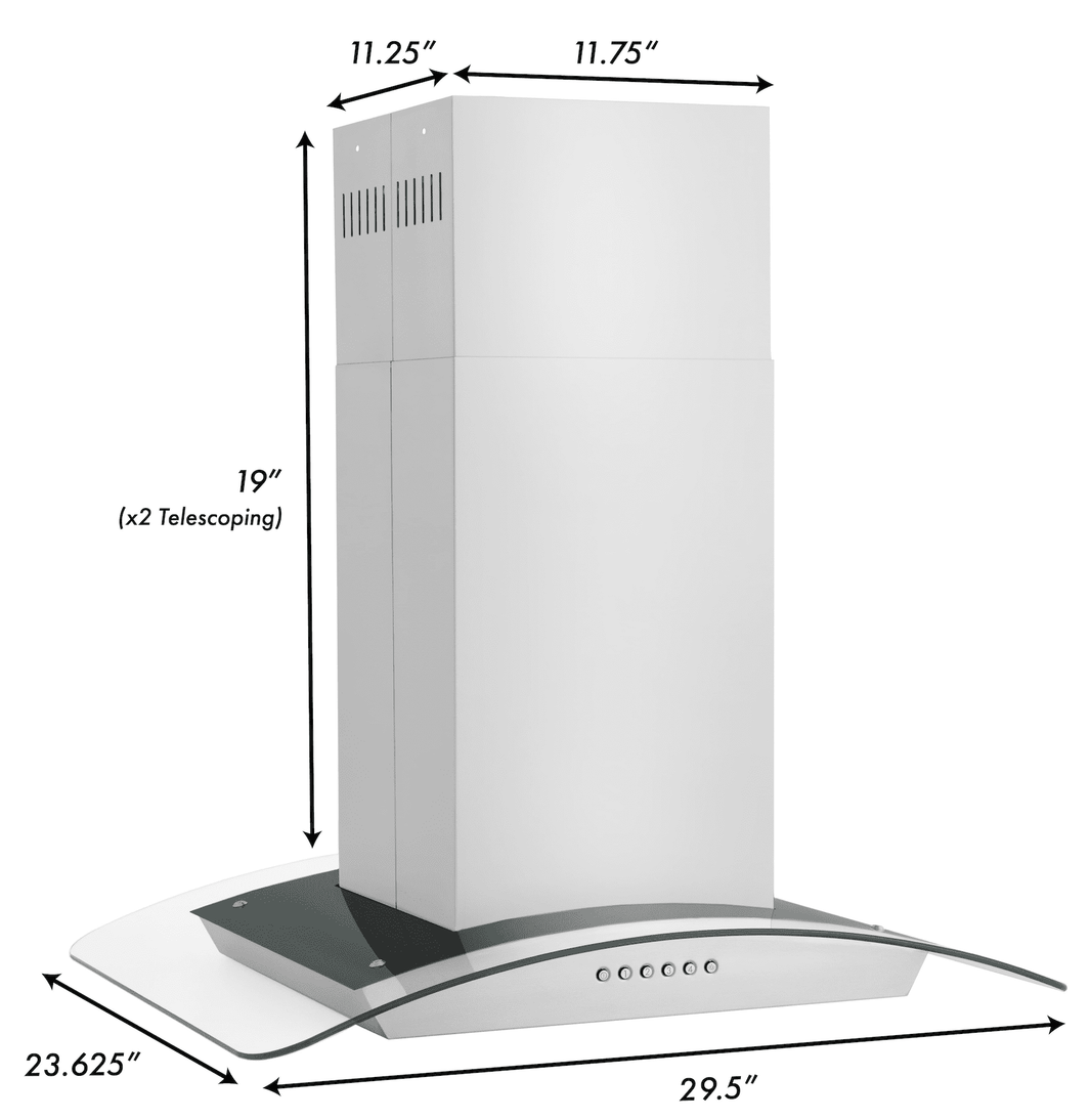 ZLINE 30-Inch Alpine Series Convertible Island Mount Range Hood in Stainless Steel (ALP70IS-30)