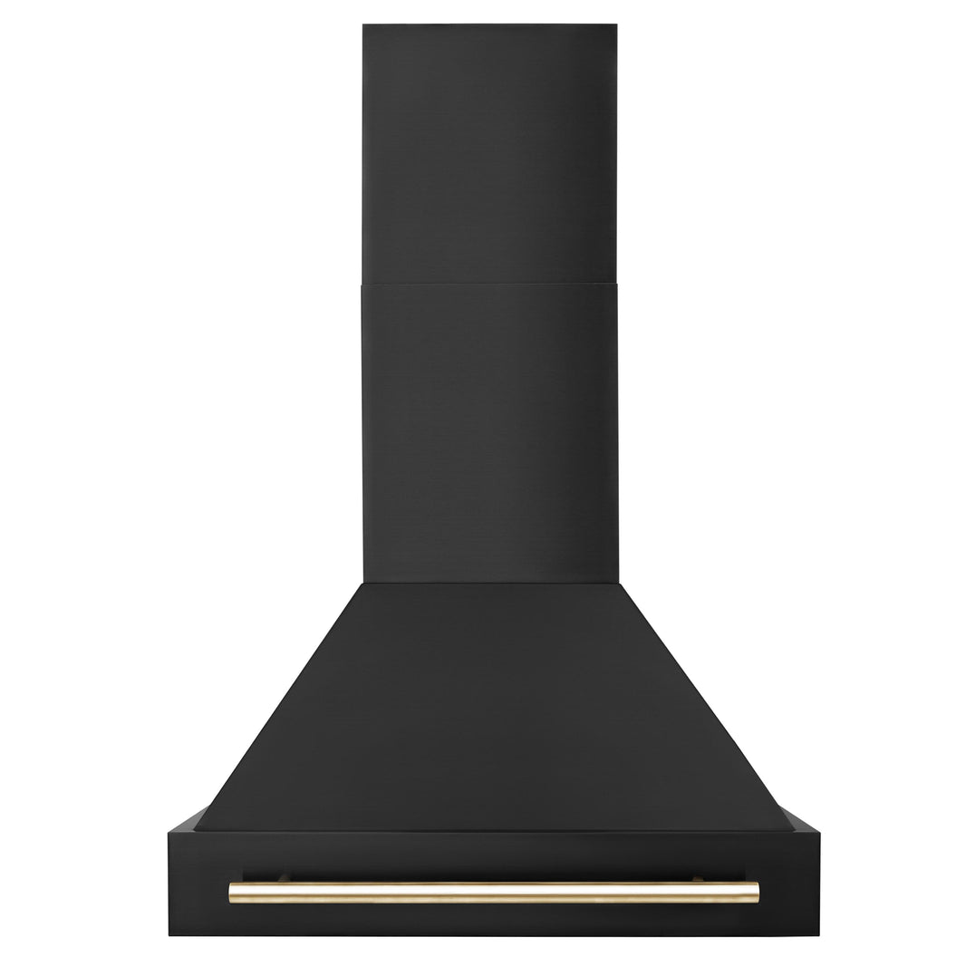 ZLINE 30-Inch Autograph Edition Wall Mount Range Hood in Black Stainless Steel with Gold Handle (BS655Z-30-G)