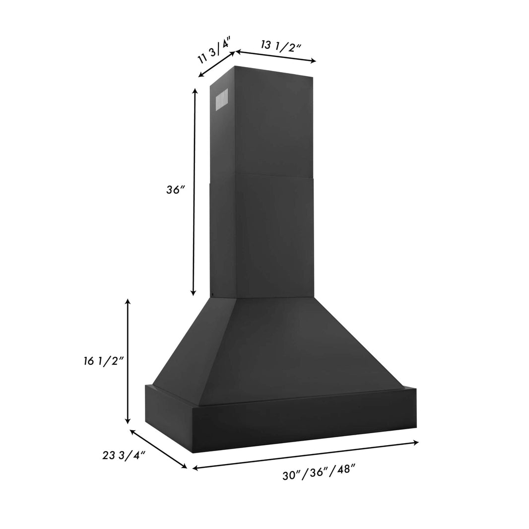 ZLINE 30-Inch Black Stainless Steel Wall Mount Range Hood (BS655N-30)