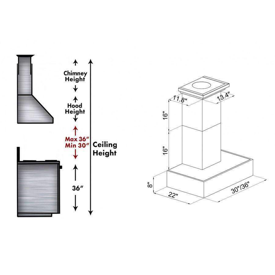 ZLINE 30-Inch Convertible Designer Series Wooden Wall Mount Range Hood in Butcher Block (681W-30)