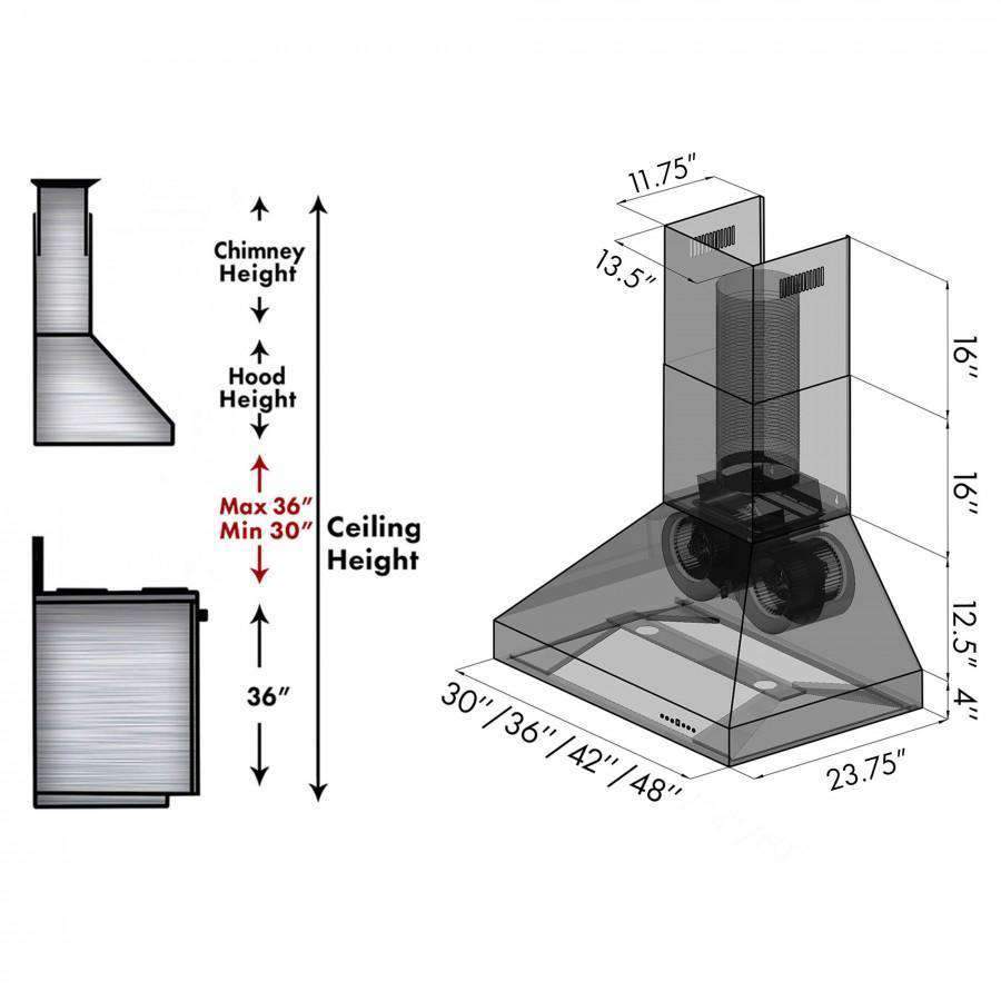 ZLINE 30-Inch Convertible Outdoor Wall Mount Range Hood in Outdoor Approved Stainless Steel (667-304-30)