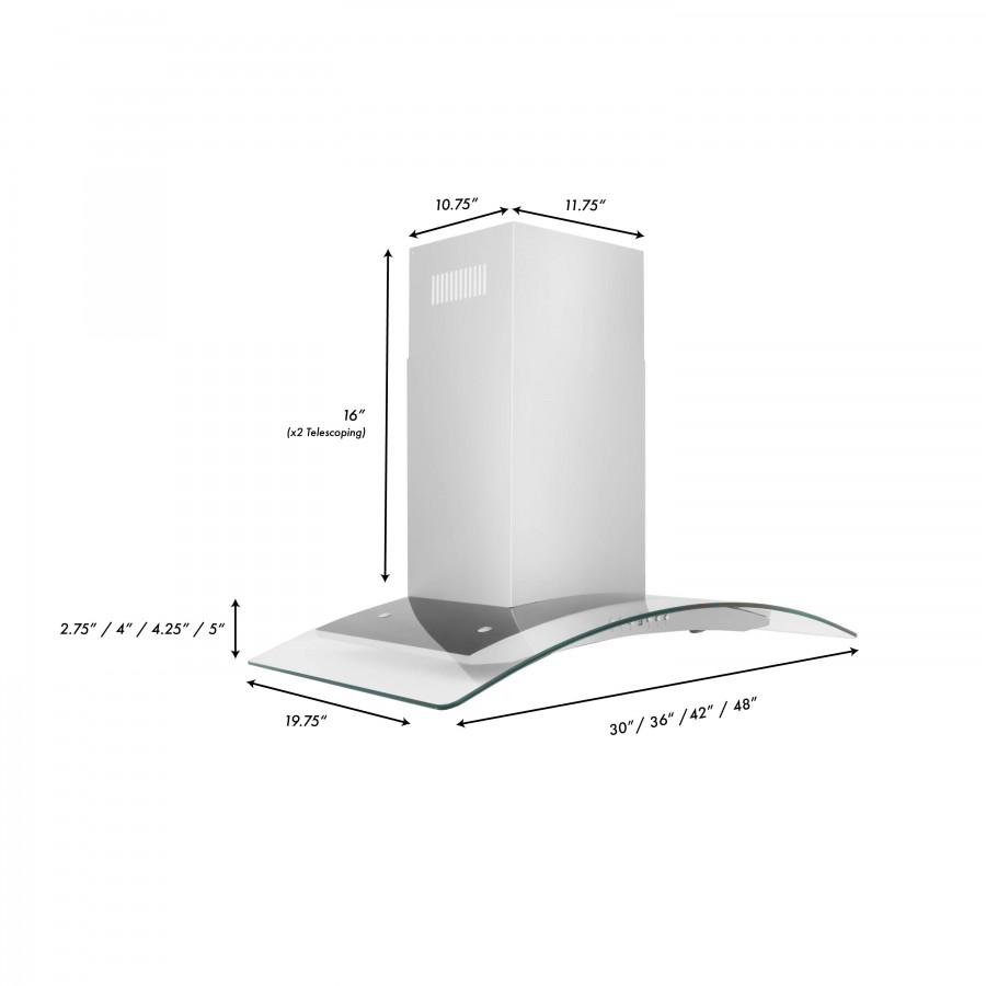 ZLINE 30-Inch Convertible Vent Wall Mount Range Hood in Stainless Steel & Glass (KN4-30)